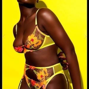 Honey Birdette Christine Neon Yellow 32D, 3 Piece!